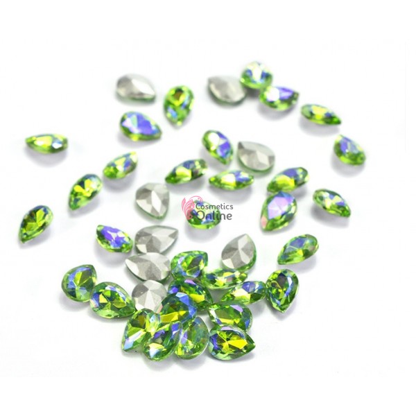 Cristale pentru unghii Marquise, 4 bucati Cod MQ022 Green cu Reflexii